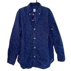 Gap Kids Button Down Christmas Light Bulbs Size Large (10) Blue